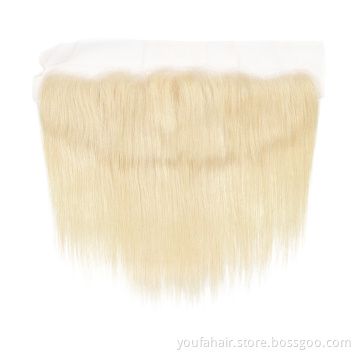 Top Grade 613 Blonde Silk Brazilian Raw Virgin Human Hair 13x4 13x6 Transparent Swiss Lace Frontal Straight Hair HD Lace Front